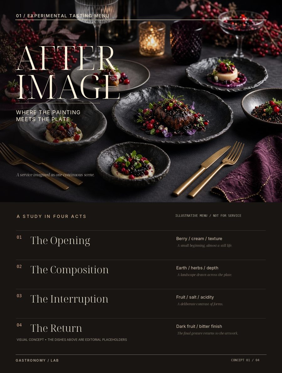 After Image: a dark editorial tasting menu